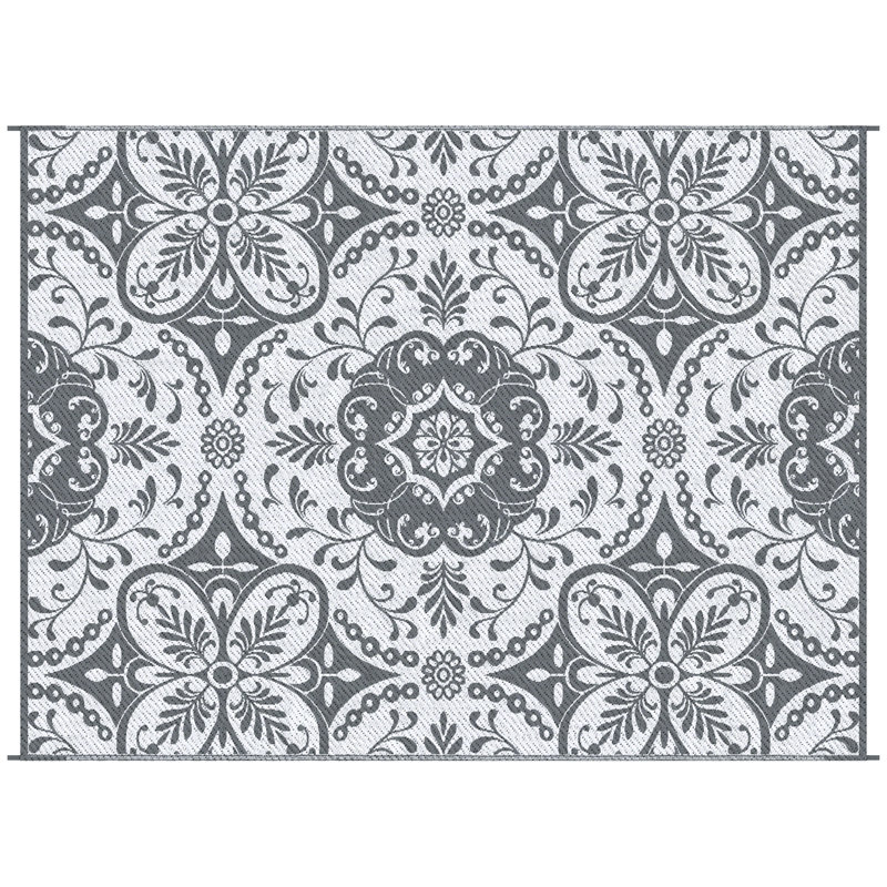 Tapis extérieur réversible Outsunny, Gris, Rectangle 9 pi x 12 pi