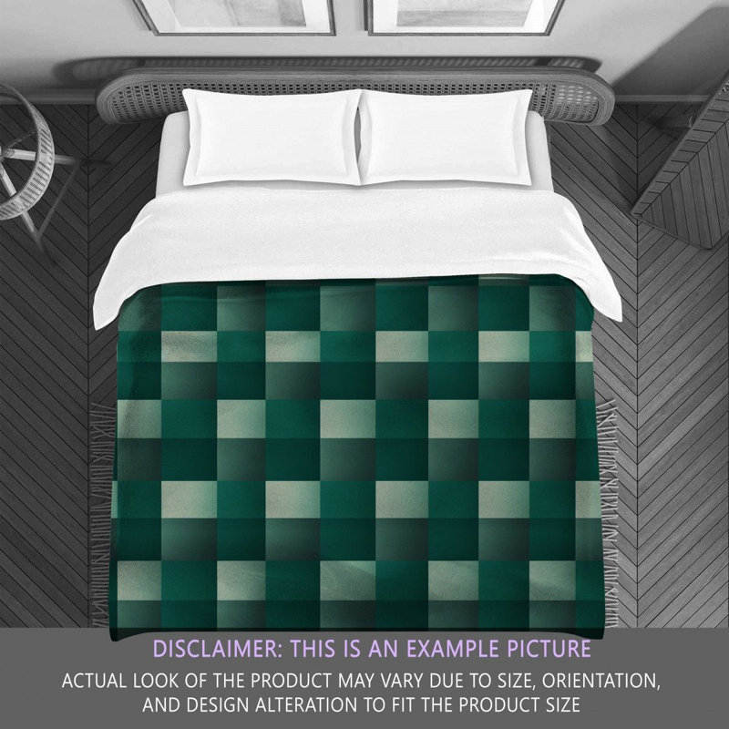 Machine Printed Comforter, Green/Silver Checkered, King Comforter