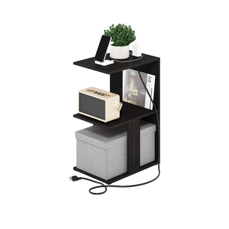 Table de bout avec rangement ouvert Ebern Designs Addae, table de bout avec port USB et port de charge de type C, espresso