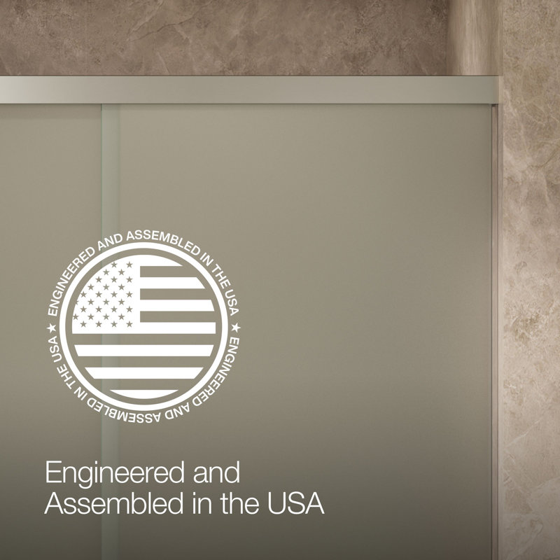 Revel 59.63'' x 76'' Double Sliding Shower Door with CleanCoat® Technology, Frosted, Anodized Brushed Nickel