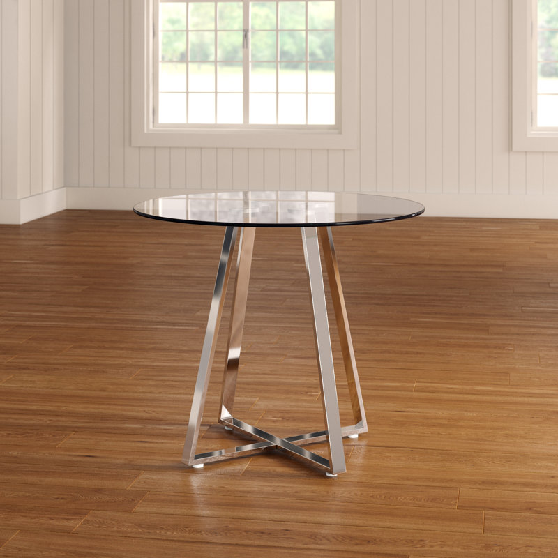 Round Glass Top Metal Base Dining Table