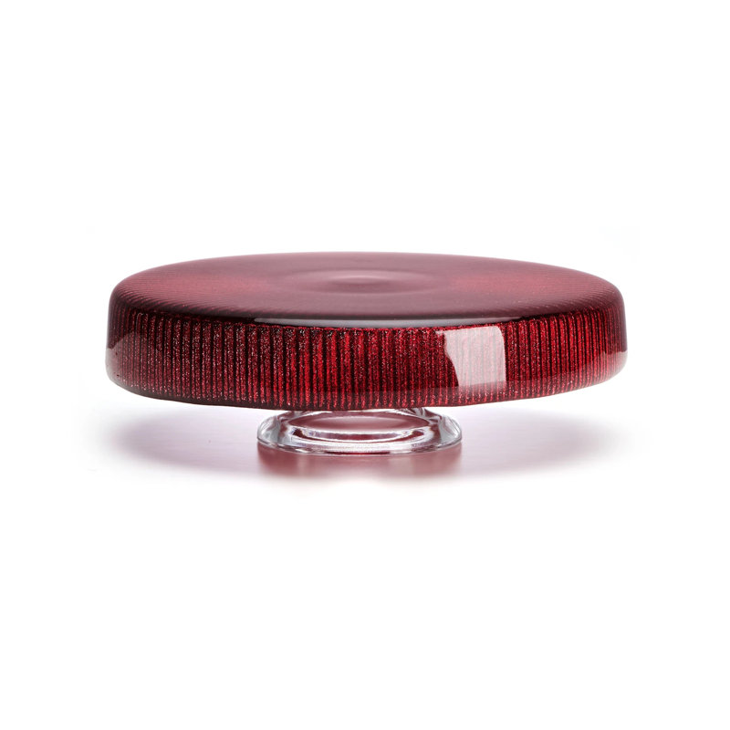 Noel Scallopped Glass Cakestand Cm.26, Red