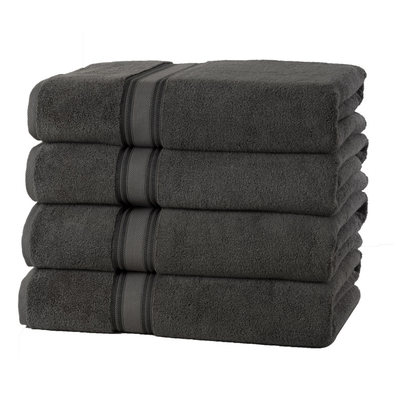 Ensemble de 4 serviettes de bain 100 % coton Brecken, Gris