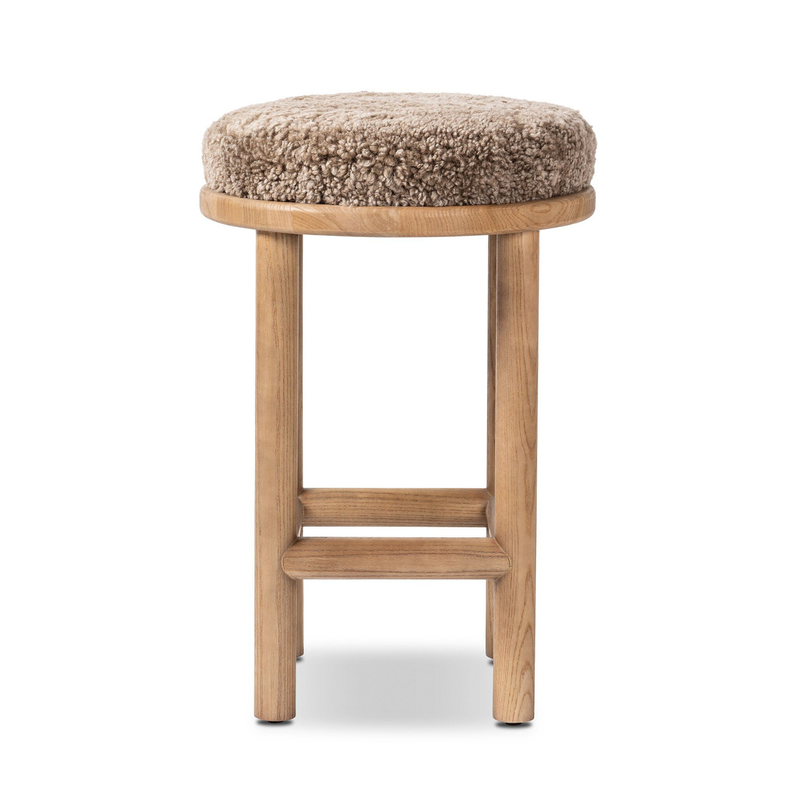Ceridwen Stool, Counter Stool (26" Seat Height), Taupe Shearling, Natural