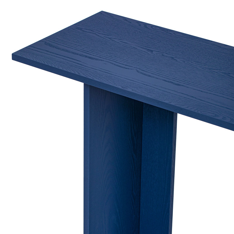 Ash Veneer Console Table With Shelf, Navy Blue