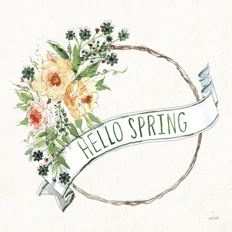 Hello Spring Wreath by Anne Tavoletti - Wrapped Canvas Painting, 122cm H x 122cm W