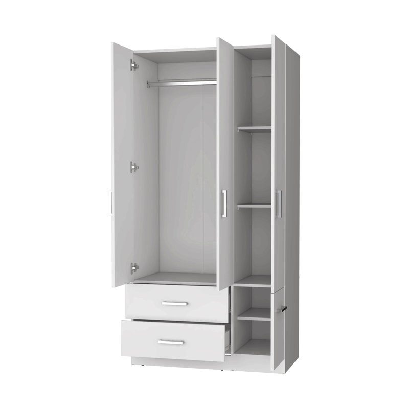 Armoire 4 portes 2 tiroirs, Blanc