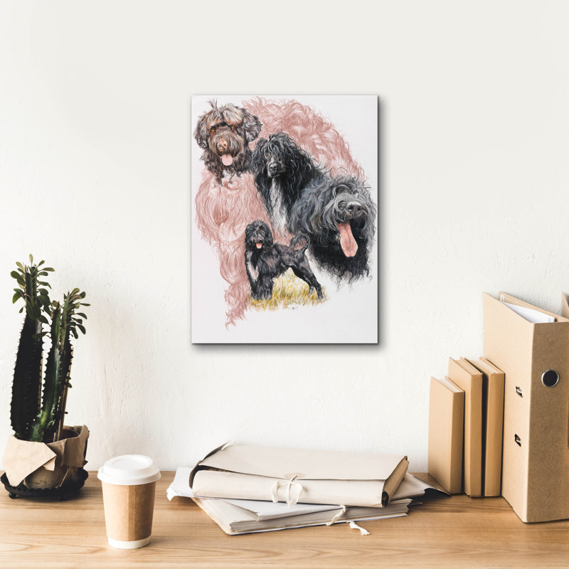 «Chien d'eau portugais» par Barbara Keith, H 16 po x l 12 po x P 0,75 po
