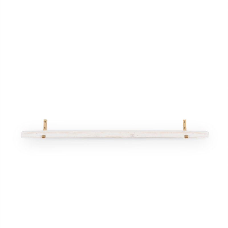 Ron Oak Solid Wood Bracket Shelf, Natural/Gold, 8cm H x 144cm W x 18cm D