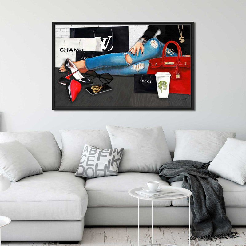 Free To Shop (Horizontal) par By Jodi - impression, Cadre flottant noir, H 39,5 po x l 63,5 po x P 2 po