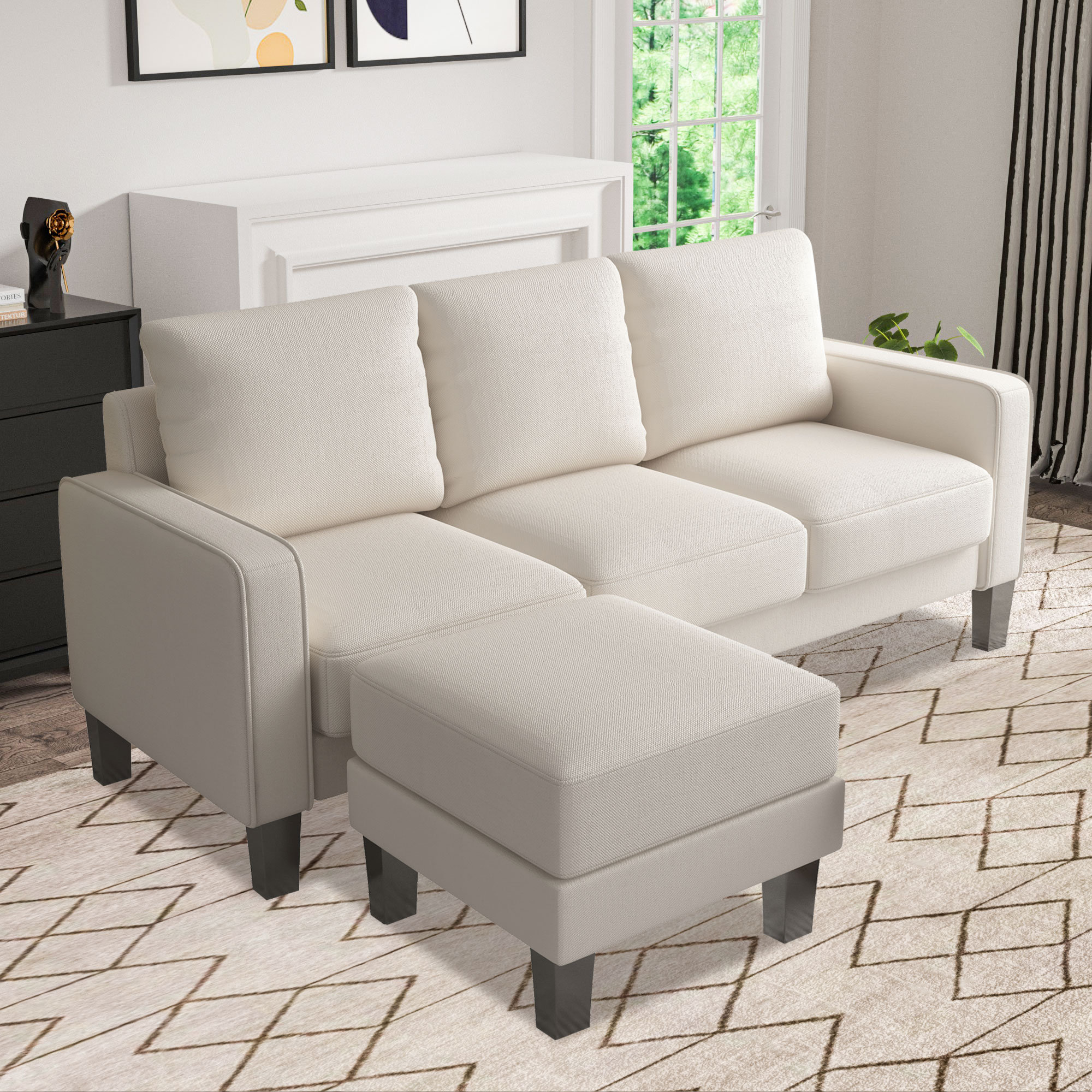 Latitude Run® 75'' Upholstered Sofa Chaise Wayfair