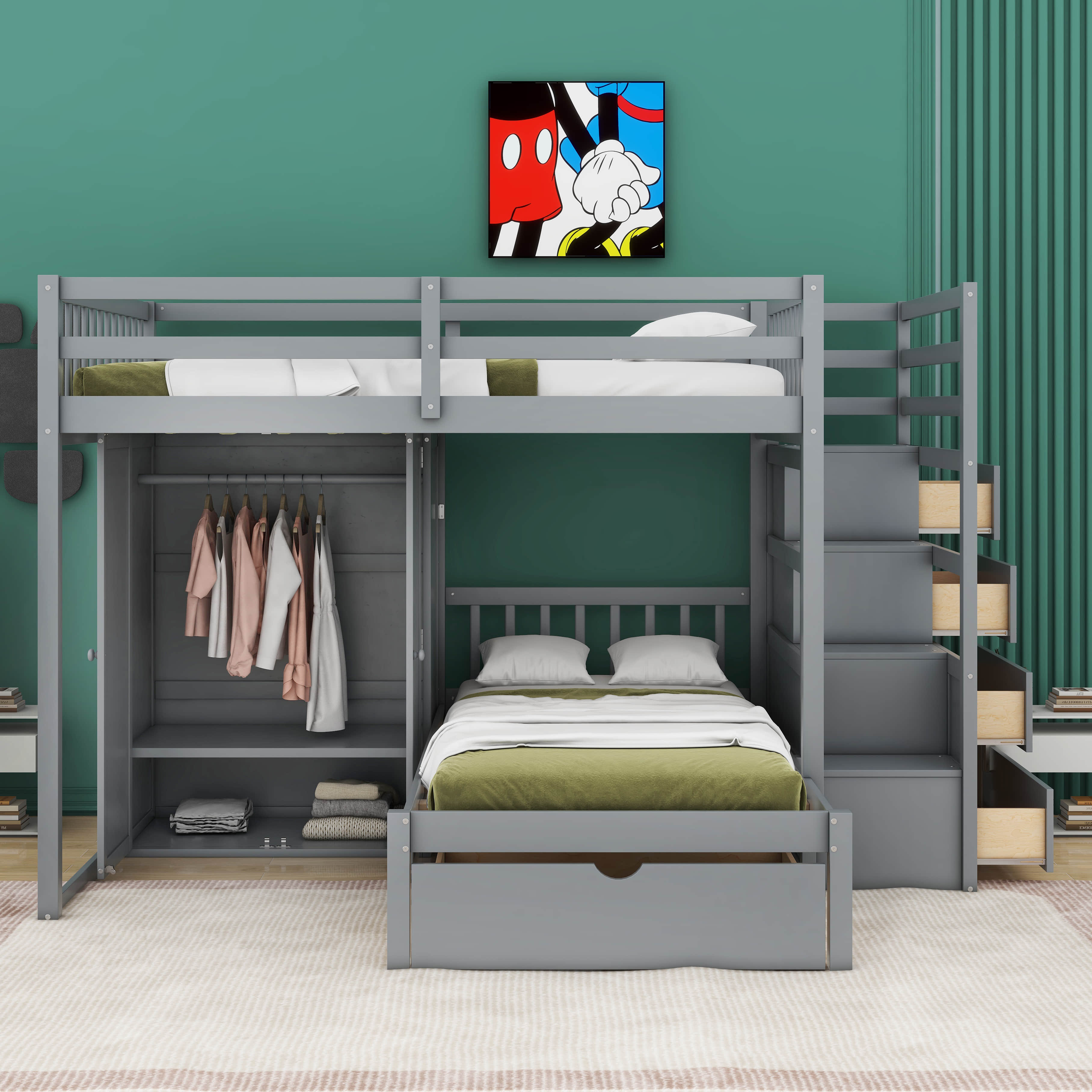 Harriet Bee Jannae Kids Full Over Twin Bunk Bed with Drawers - Wayfair ...