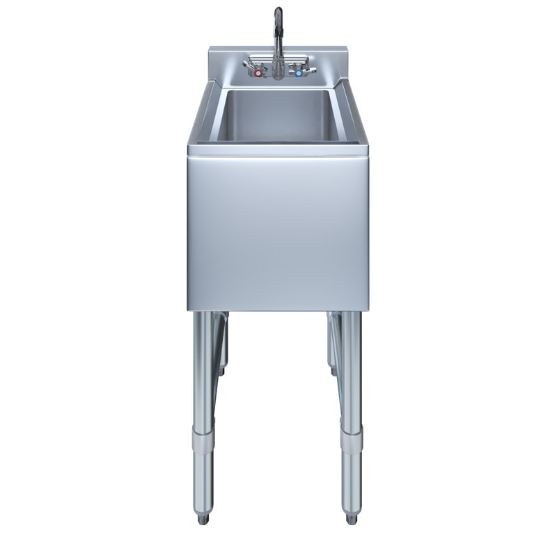 Stainless Steel One Compartment Under Bar Sink with Faucet. NSF.