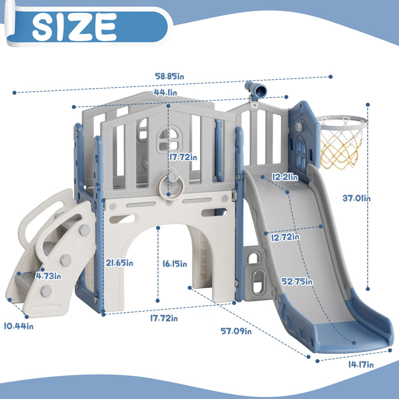 Ensemble de jeu extérieur 8 en 1 pour enfants, Bleu/gris
