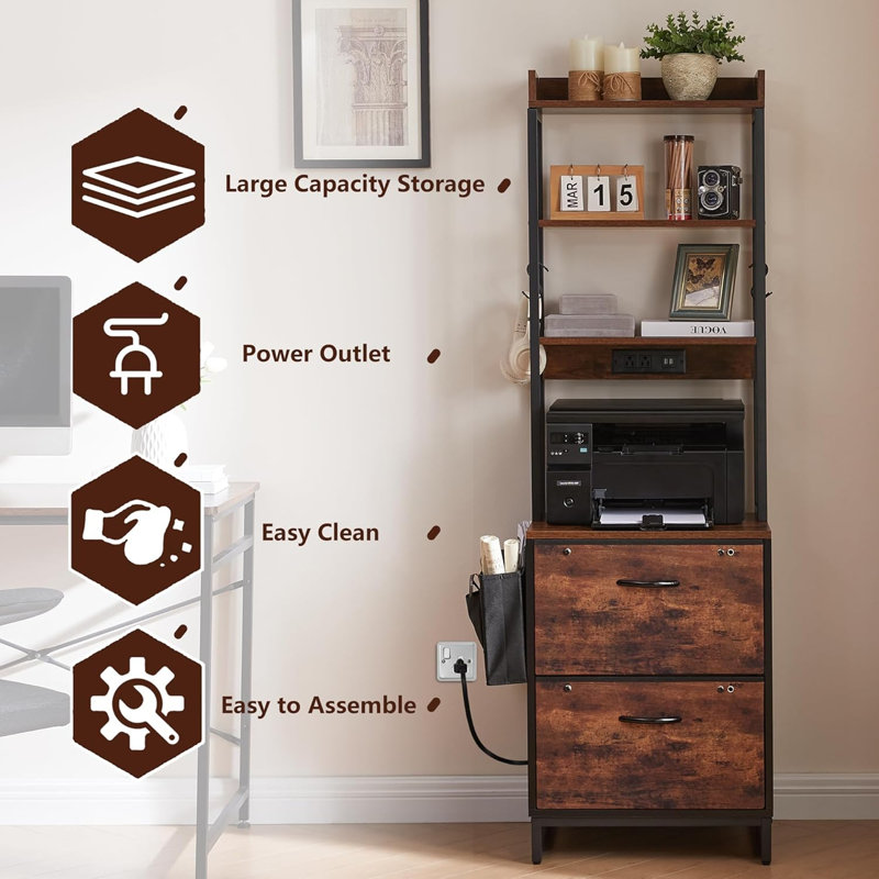File Cabinet with 2 Drawers and Adjustable Hanging Folders