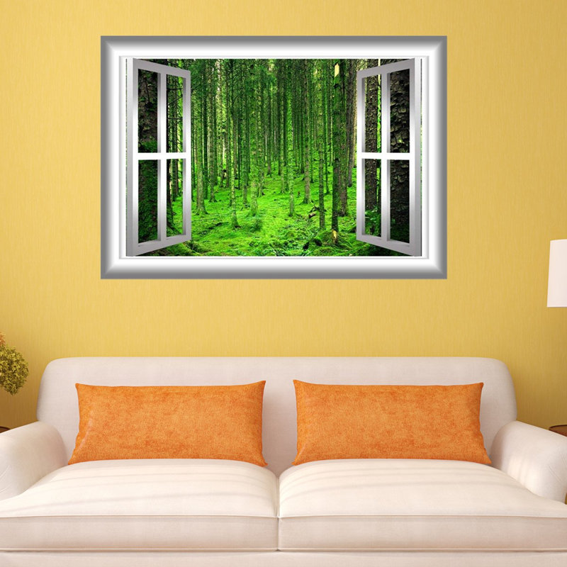 Décalcomanie murale asl’y de forêt 3d, H 28 po x l 36 po x P 0,01 po