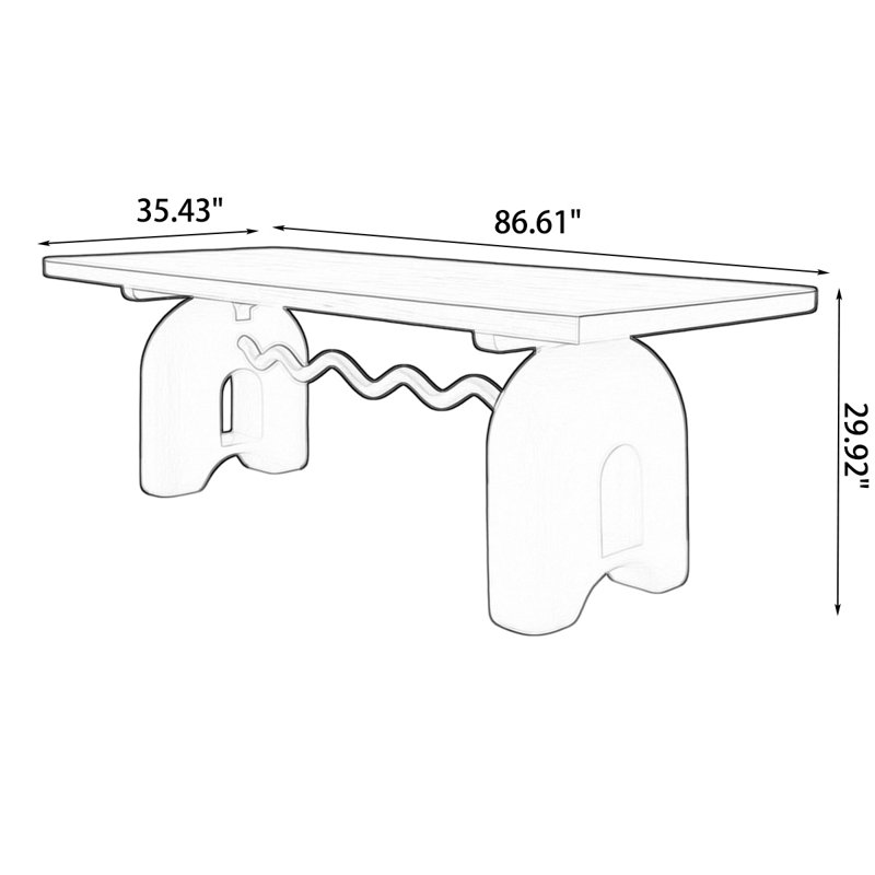 Table de salle à manger Burlywood, H 29,92 po x L 86,61 po x l 35,43 po