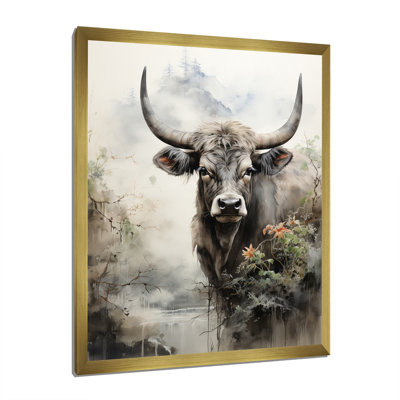 Bedriye, art asiatique, vache Sumi - impression