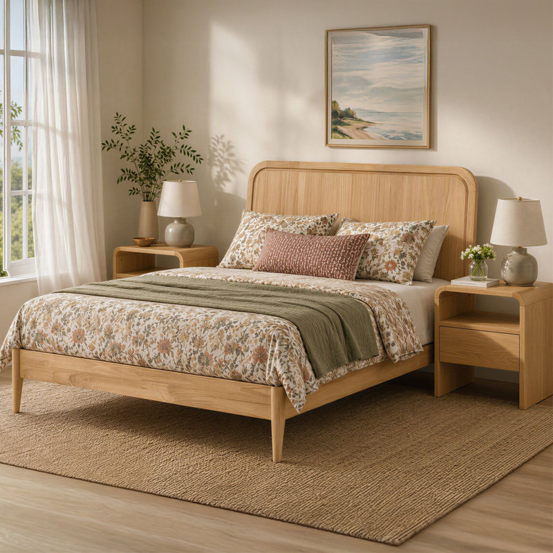 Brody Solid Wood Bed Frame King Natural, King, Natural