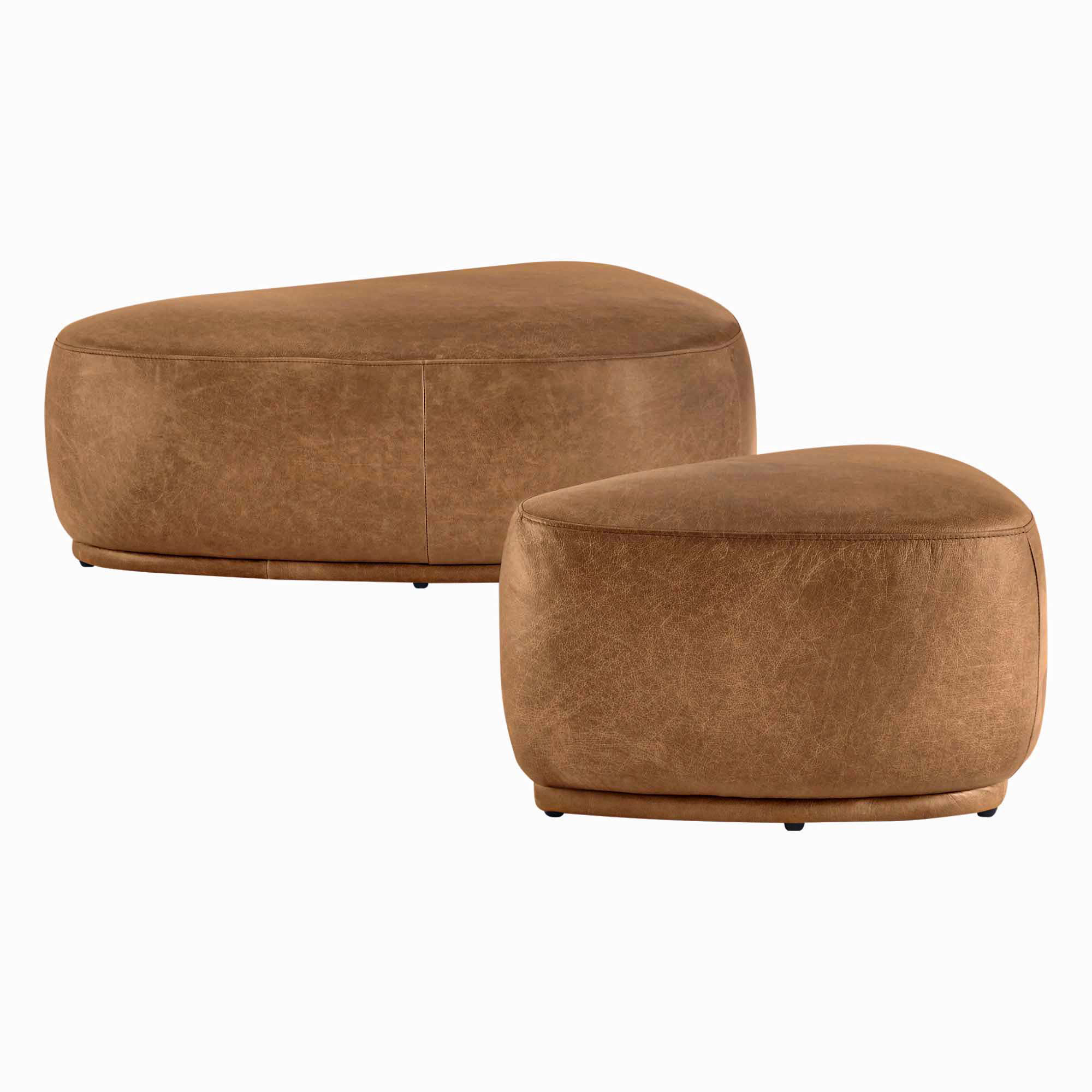 Adna Triangle Genuine Leather Ottomans (Set of 2)