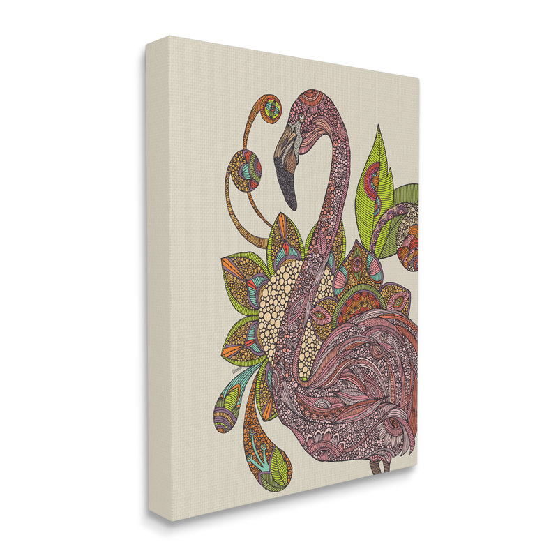 «Flamingo Bold Paisley Botanicals Complex Floral Détails» par Valentina Harper, impression sur toile tendue, Toile tendue