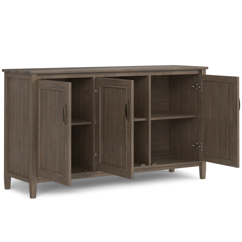 Lev 60'' Smoky Brown Solid Wood Adjustable Shelving Cabinet