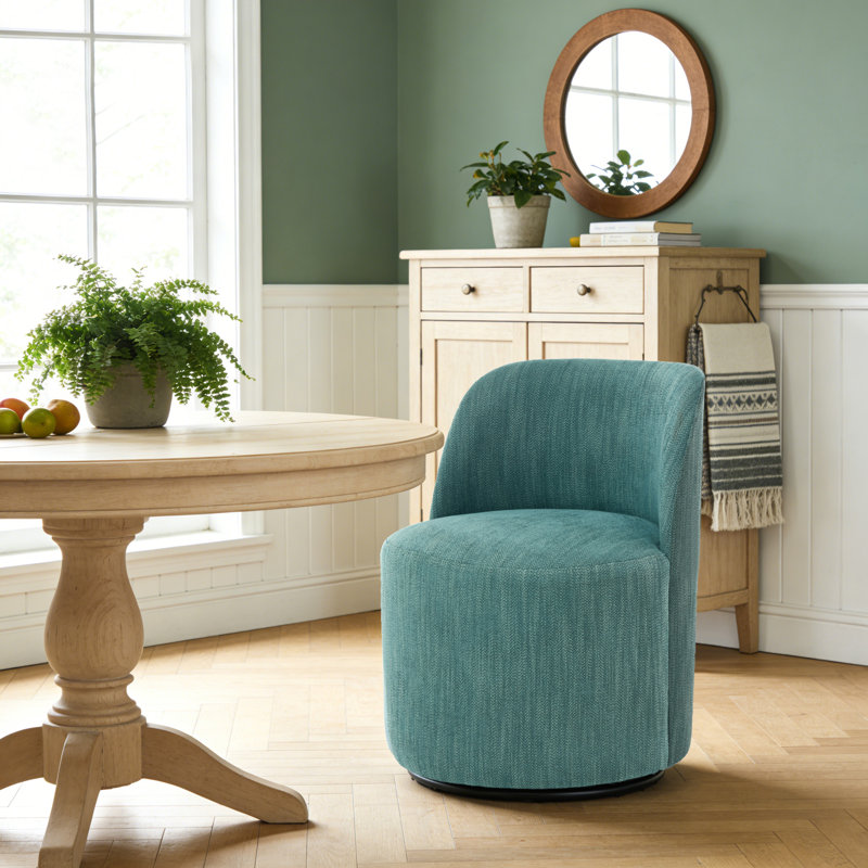 Fauteuil d'appoint pivotant Linen, Vert foncé