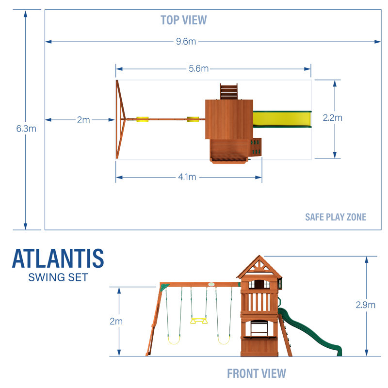 Backyard Discovery Atlantis Cedar Wood Climbing Frame with 2 x Swings, Trapeze and 1 x Slide