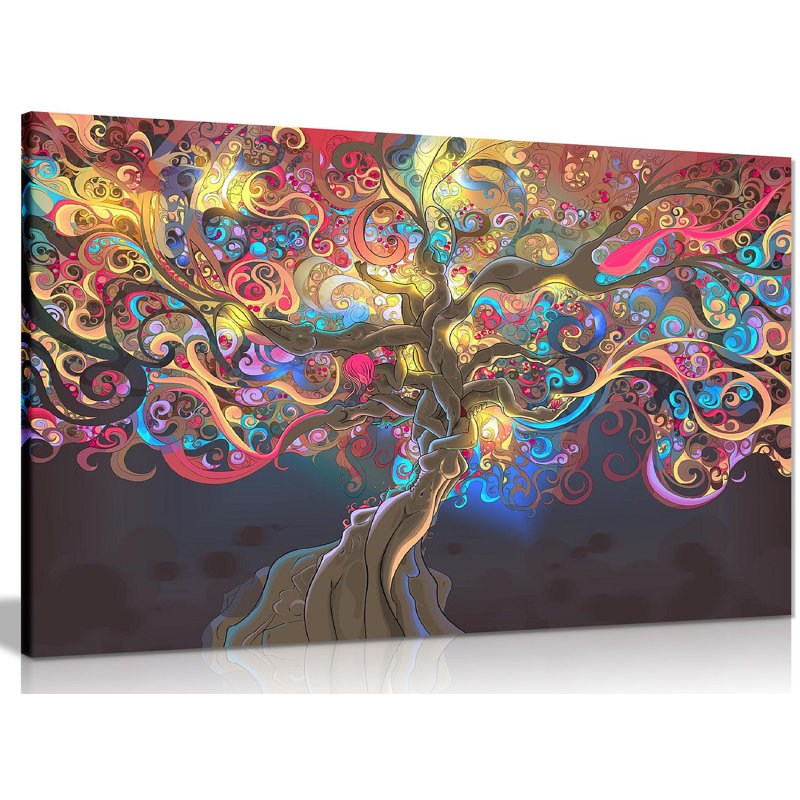 Psychedelic Trippy Tree - Wrapped Canvas Print, 41cm H x 61cm W