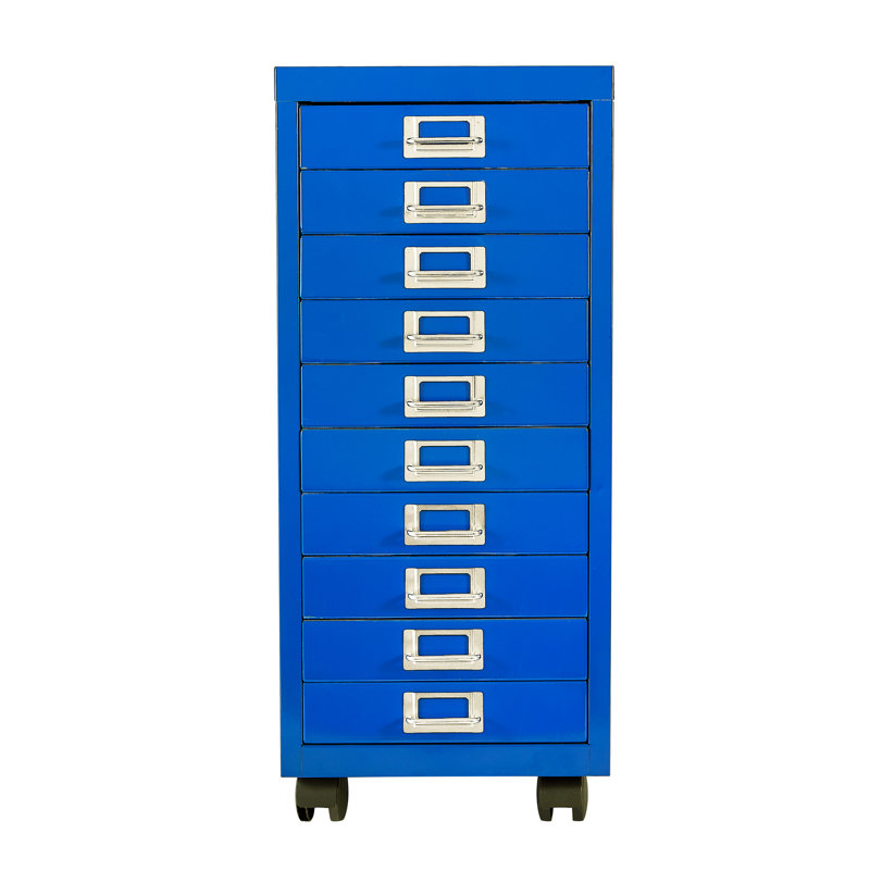 File Cabinet With Mini Size Metal File Organizer Document Organizer, 10 Tier With 10 Drawer For Home Office, Office Desk File Blue