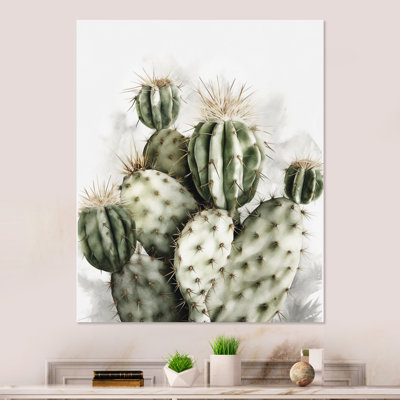 Hasad Green Desert Flower Cactus On Metal Print -  Union Rustic, C1CF308E28F747F7B3B38982B11583C8