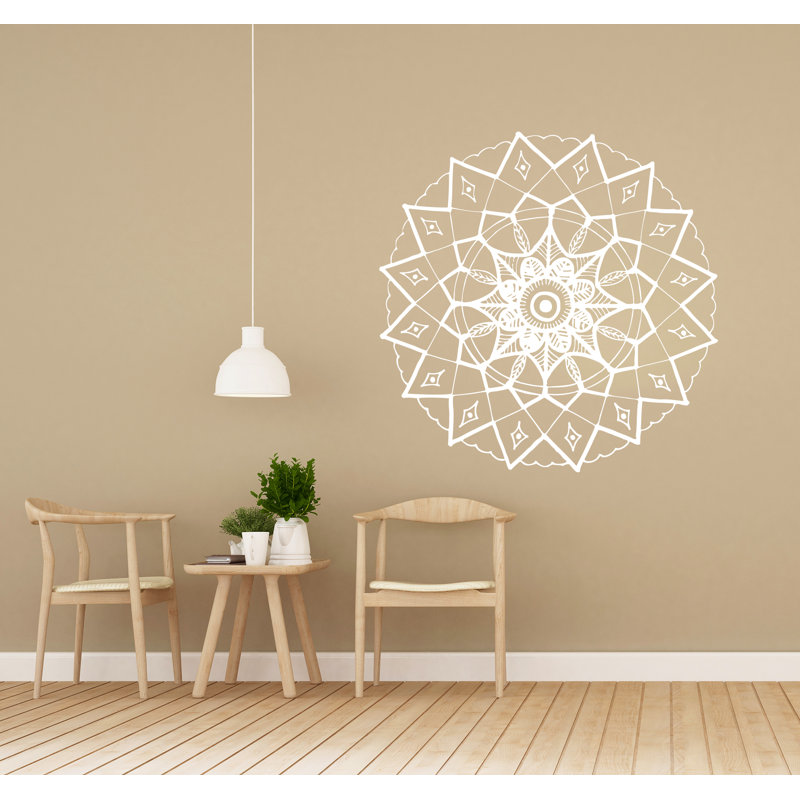 Adhésif décoratif mandala yoga, H 42 po x l 42 po, Blanc