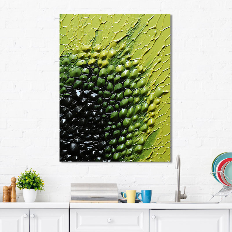 Vert et abstrait avocat I - fruits, art mural, H 32 po x l 24 po x P 1 po