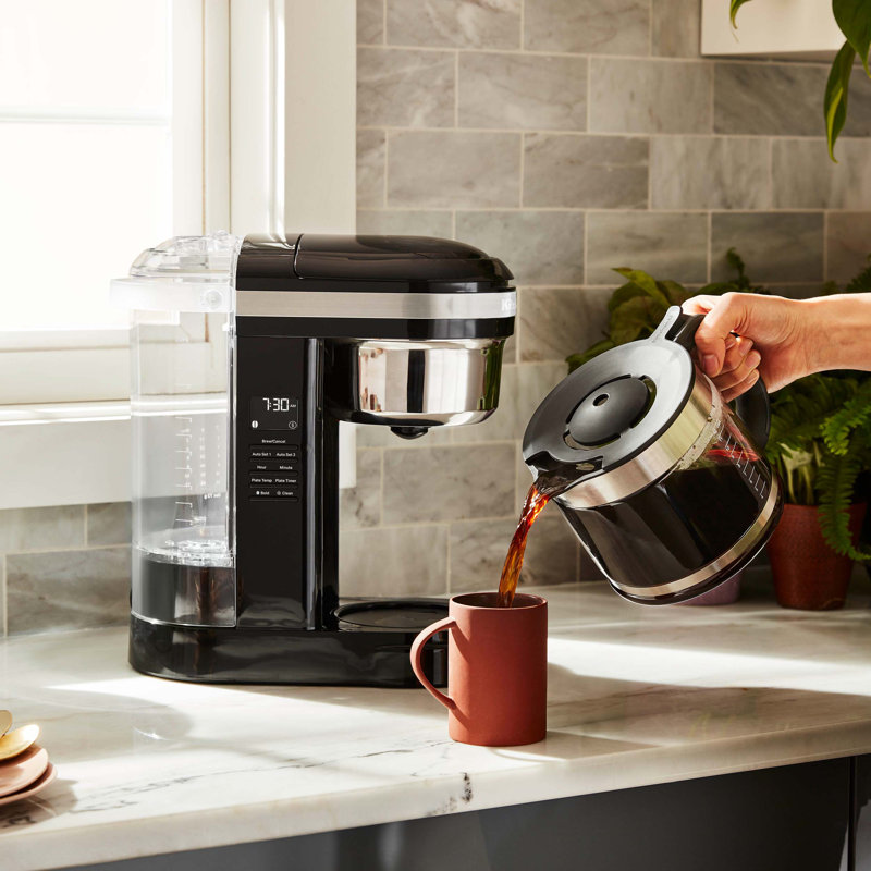 KitchenAid 12 Cup Drip Coffee Maker with Spiral Showerhead, Onyx Black