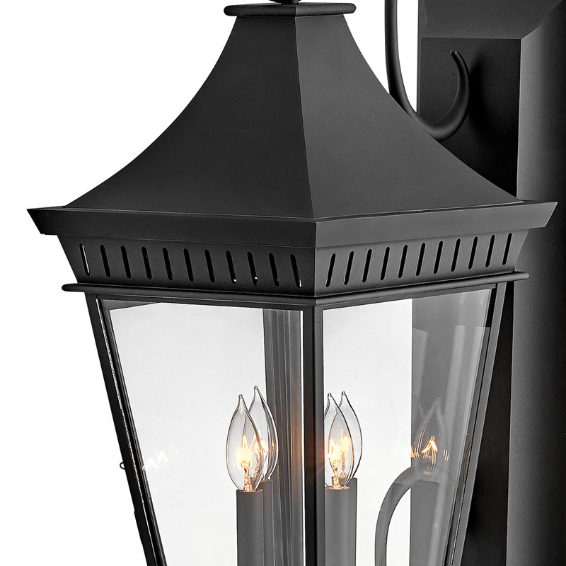 Chapel Hill 4-Light Outdoor Aluminum Wall Mount Lantern w/ Scrollwork