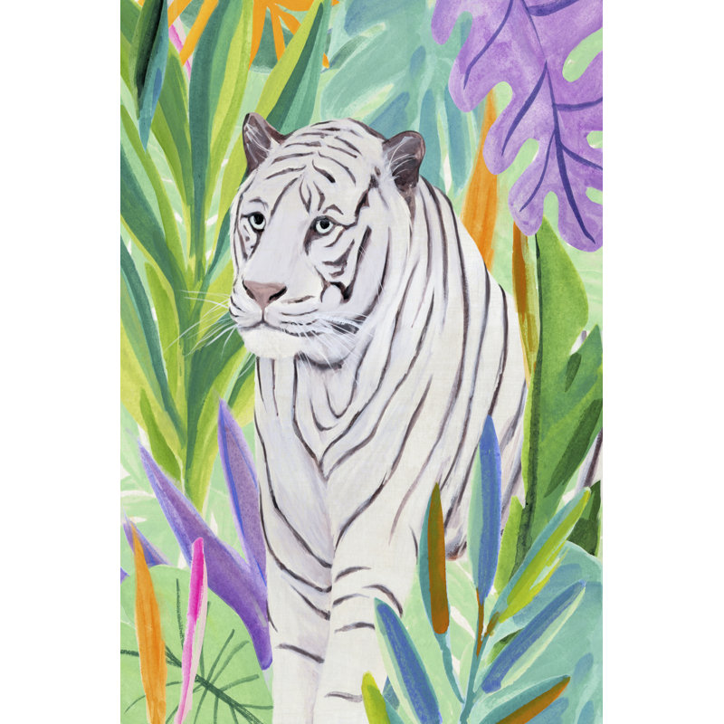 Tropic Tiger I by Annie Warren - Painting, 30cm H x 20cm W, Wrapped Canvas