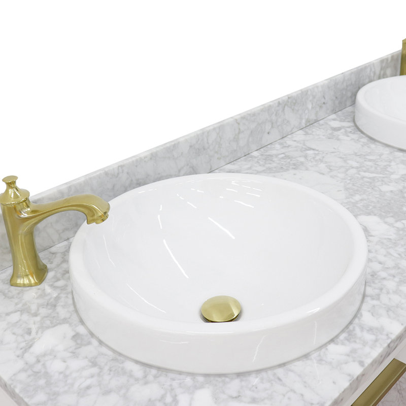 Ensemble de meuble-lavabo double 61 "avec miroir Schreck, Blanc