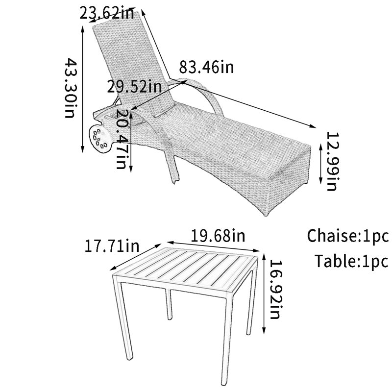 Chaise longue d'extérieur réglable en osier PE