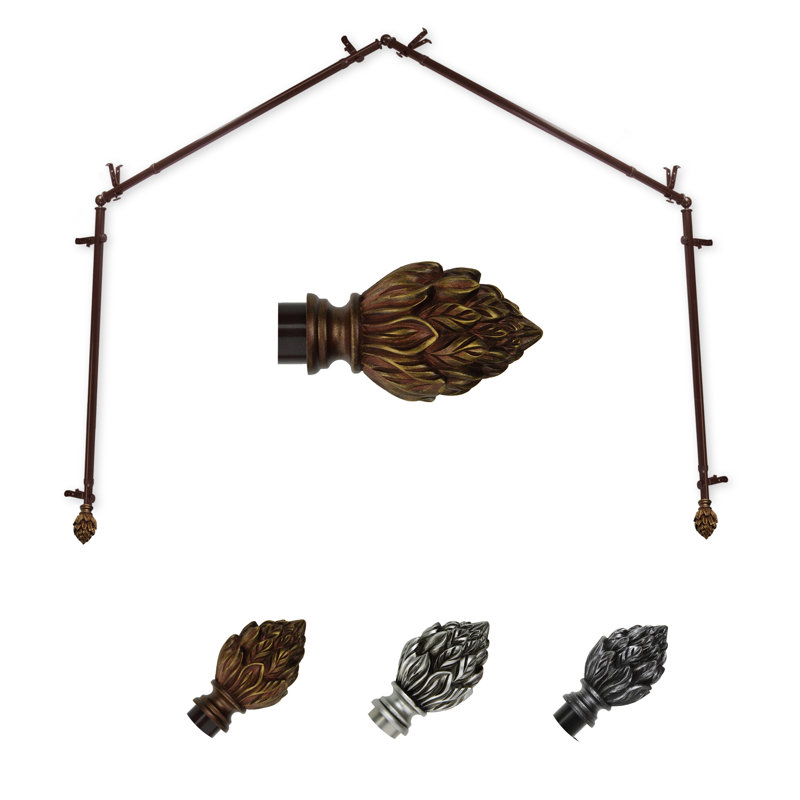 Tringle à rideaux simple réglable 0,81 po Jaliyah, Cacao, 28 po à 48 po (chaque côté)