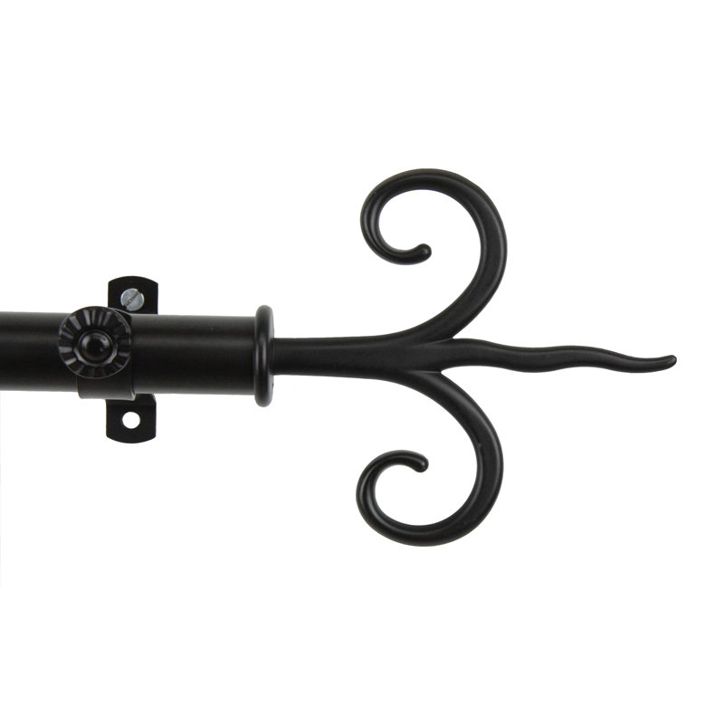 Tringle à rideaux simple Lysia, Noir, 66 po à 120 po