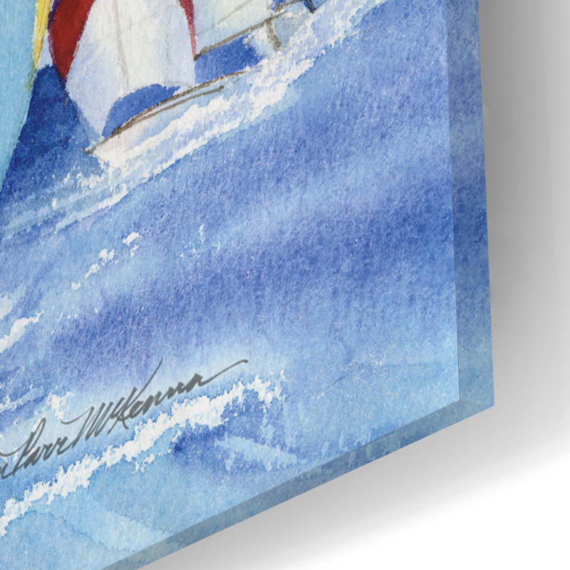  Art mural en verre acrylique, "24" x 16 "" Voiliers "par Kathleen Parr, H 16 po x l 24 po
