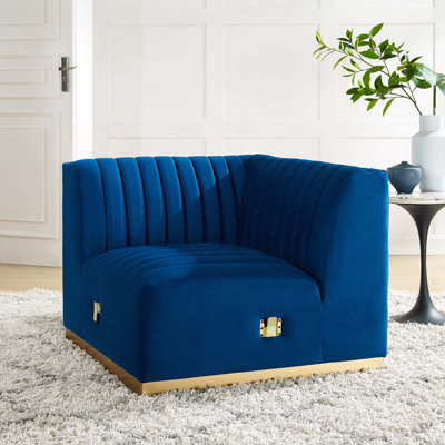 Fauteuil d'angle gauche en velours Conjure Channel