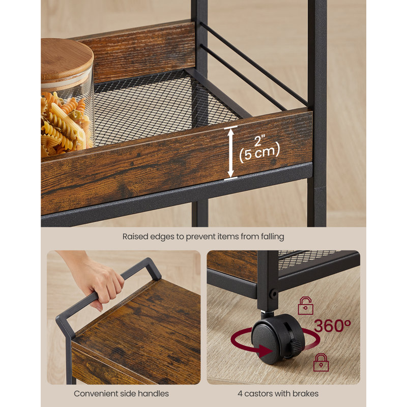 Sulynn Wood Kitchen Cart, Black/Rustic Brown