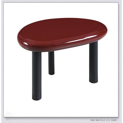 Eddie Red High Gloss End Table With Durable MDF Top And Stable Metal Base, Perfect For Modern Interiors