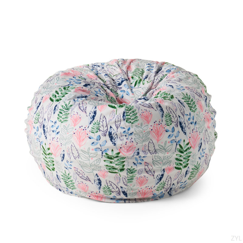Fauteuil à billes 3 pieds, Tissu blanc / vert / rose
