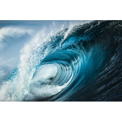 Powerful Teal Blue Wave by Philip Thurston - Wrapped Canvas Print
