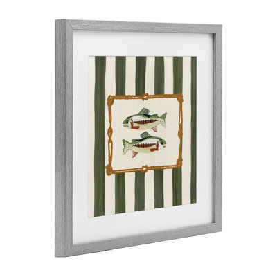 Poisson maritime avec bordure en corde encadrée sous verre, design par Veronica Lara