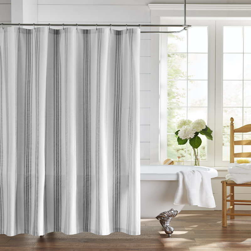 Rose Striped Shower Curtain, Black