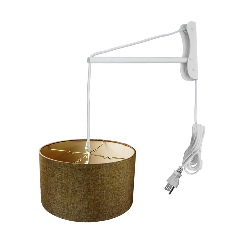 St Philips Marsh Plug-in Swing Arm Sconce, Chocolate Burlap, 14" H x 14" W x 7" D