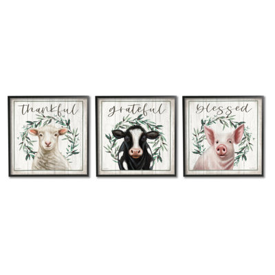 Stupell Industries Thankful Grateful Blessed Country 3 Piece Canvas Wall Art Set Design by Elizabeth Tyndall -  a3-195_fr_3pc_17x17